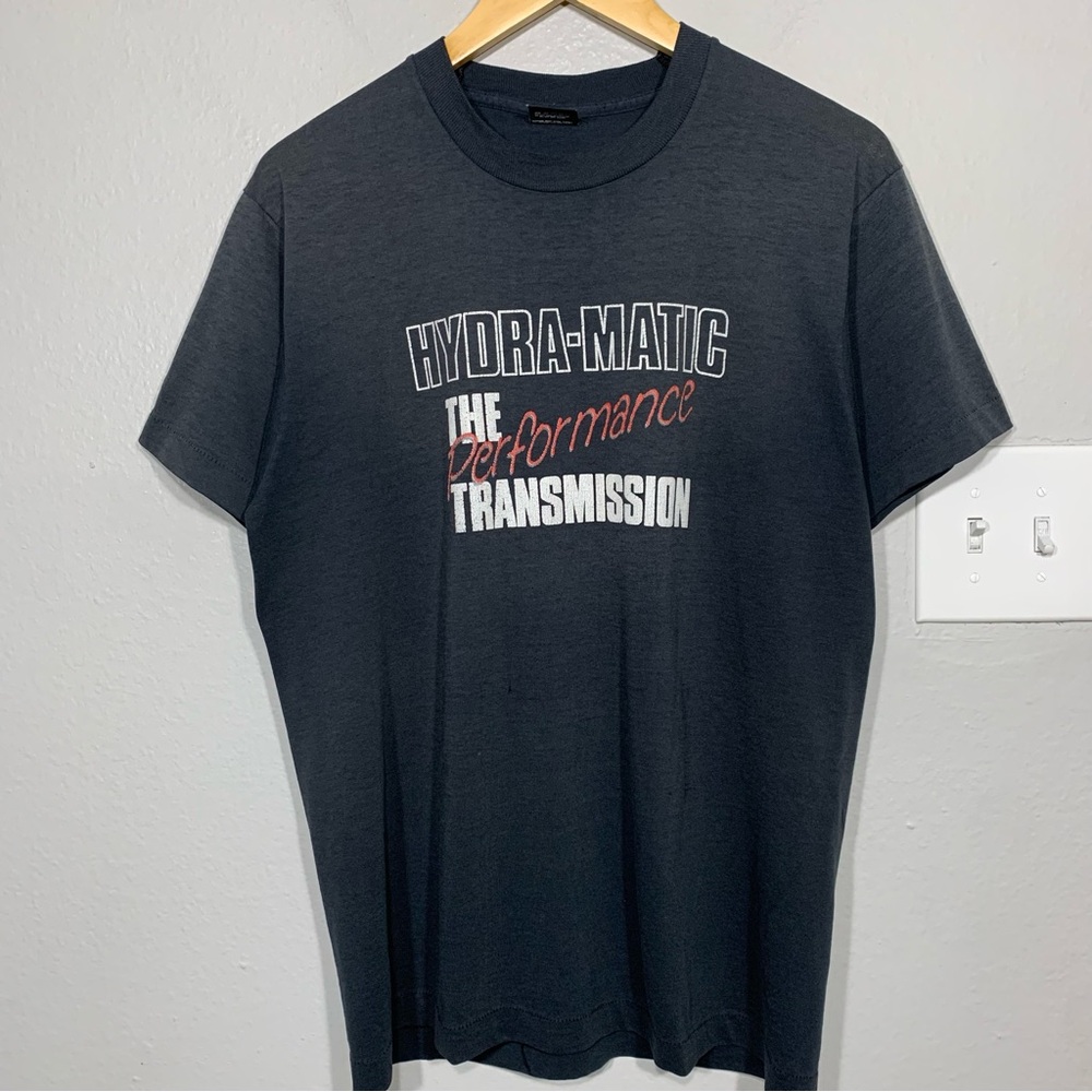 Vintage 90s  Hydramatic Transmission Cars‎ Faded Black Tee Medium Grunge